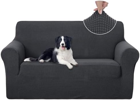 U-NICE HOME Loveseat Cover Stretch Couch Cover Sofa Slipcover, Dark Grey by U-NICEHOME
