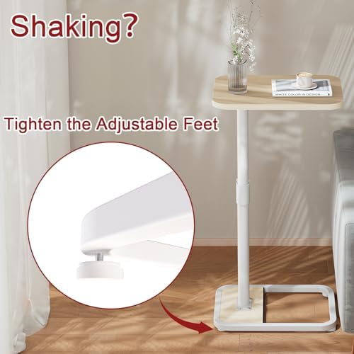 GOYLSER C Shaped End Table for Couch, Height Adjustable Rotatable Couch Tray Tables Sofa Table Tv Trays for Bedroom, Natural Wooden Swivel Side Table for Small Spaces - Image 4