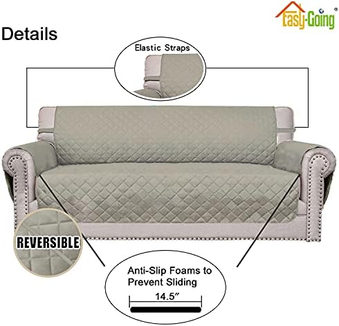 Easy-Going Reversible Couch Cover, 2 Cushion Sofa, Beige/Beige - Image 3
