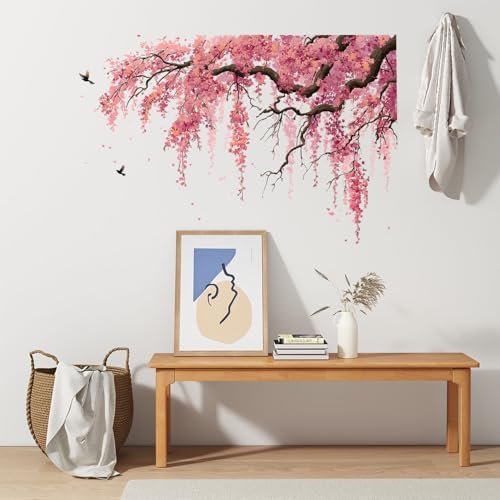 ANNA QUEEN Pink Sakura Tree Branch Wall Decals | Peel and Stick Cherry Blossom Wall Stickers – Removable Watercolor Floral Vinyl Wall Art for Bedroom, Living Room, Office & Window Décor - Image 7
