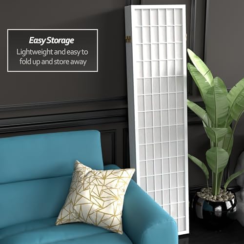 Red Lantern 6 ft. Tall Window Pane Shoji Screen - White - 6 Panels - Image 6