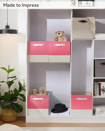 Cube Storage Bins | 13"x15"x13", Pink & White, 4 Pack - Image 4