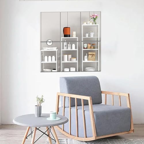 6PCS Wall Mirror Tiles, Upgrade Shatterproof Self-Adhesive Full Length Mirror for Bedroom, Bathroom, Home Gym - Frameless Acrylic Tiles for Home Decor 17.8'' x 12'' - Image 4