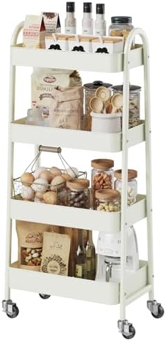 DUMOS 4 Tiers Rolling Utility Cart, Storage Organizer, Shelving Unit by DumosLifestyle