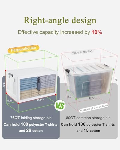 OlarHike 76QT Storage Bins with Lids for Home, Office, Closet, Dorm, 3 Pack - Image 5