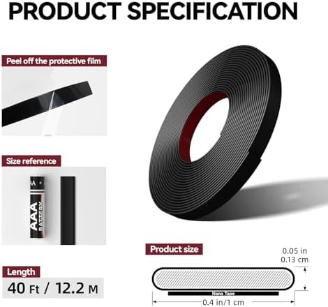 0.39in x 40Ft Peel and Stick Wall Molding Trim Matte Black - Image 5