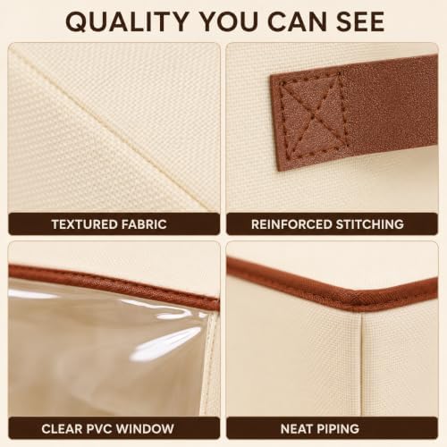 4 Pack Fabric Storage Bins with Lids, 26L Each, Clear Window Foldable Closet Organizers for Clothes, Blankets and Bedding - Image 7
