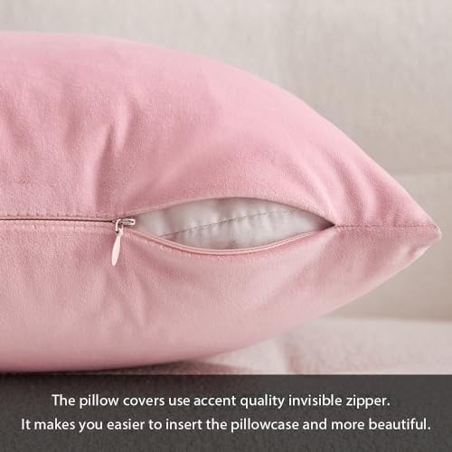 MIULEE Velvet Throw Pillow Covers 18x18 Inch Pack of 2 Bright Pink - Image 3