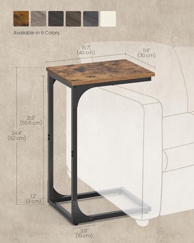VASAGLE C-Shaped End Table, Small Sofa Side Table with Metal Frame - Image 3