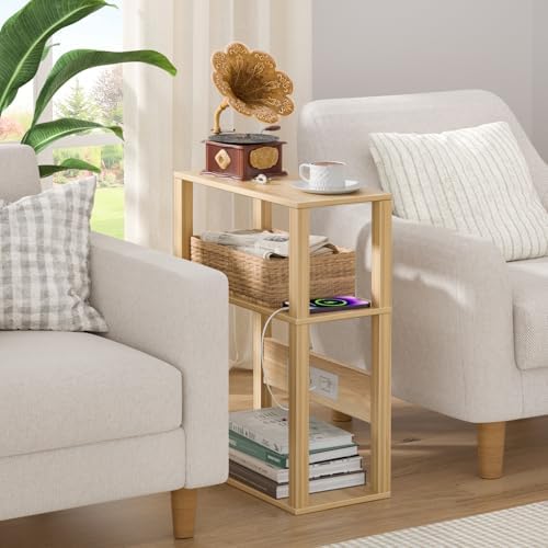 YUFAM 3-Tier Narrow Bedside Table Set 2 for Small Spaces, Skinny Nightstand - Image 4