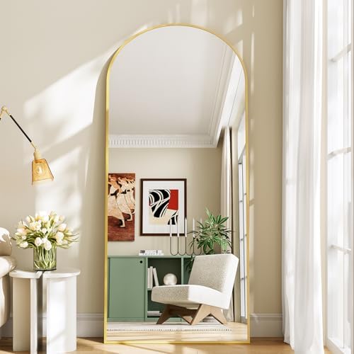 26x71 Inch Full Body Mirror - Large Arched Full Length Mirror with Stand Aluminum Frame Wall Mounted Leaning for Bedroom Living Room - Image 2