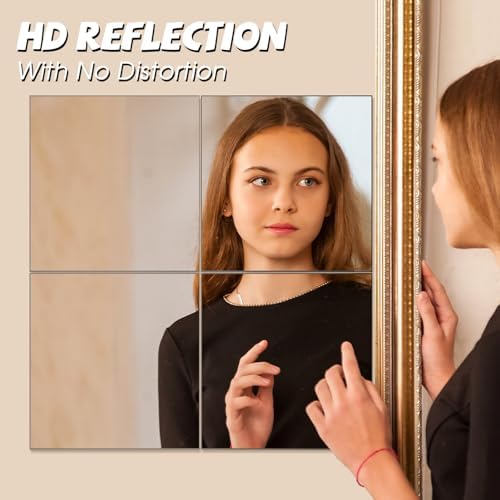 VASUHOME Home Gym Mirrors 12 Inch x 12PCS, HD Glass Wall Mounted Mirror Tiles for Home Gym, Bedroom, Living Room, Door, Closet - Image 4