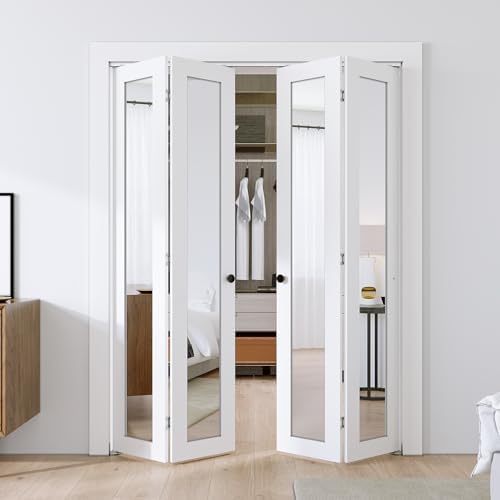 SMARTSTANDARD 60" x 80" Bifold Doors, Mirror Closet Folding Doors, MDF by SMARTSTANDARD
