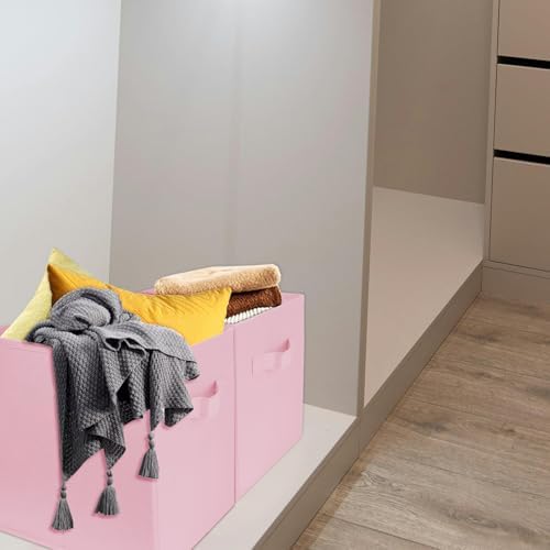 3 Pcs Storage Cubes, 10.5 Inch Collapsible Storage Bins, Fabric Foldable Bins for Organization, Durable Storage Bins for Closet, Shelves, Offices (Pink) - Image 6