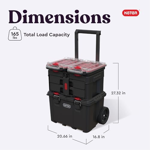 Keter Stack N Rolling Tool Box Modular Storage System 4 Piece - Image 2
