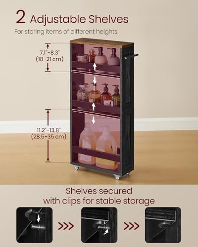 VASAGLE 4-Tier Slide-Out Storage Cart, Slim Kitchen Cart with Wheels - Image 3