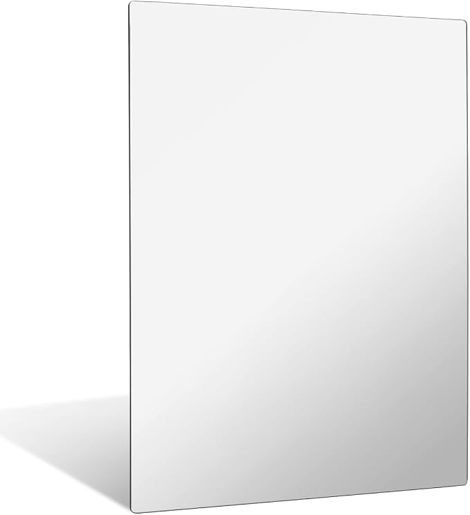 Shatterproof Acrylic Mirror Sheet: 16"x12" (2mm Thick) Frameless Wall Mirror with Rounded Corners, Self-Adhesive Unbreakable Reflection Decal for School Locker, Gym & Dorm by JECOMPRIS