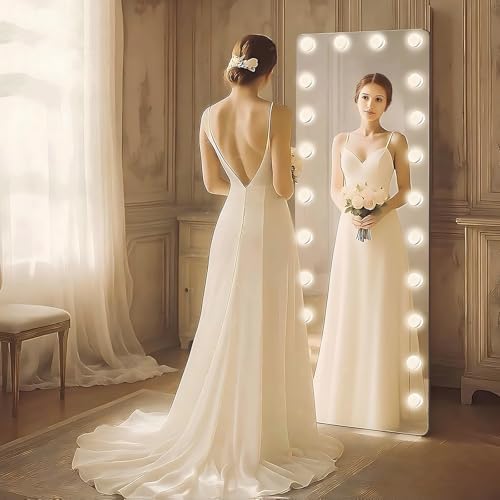 Kosmonia 66"x22" Hollywood Full Length Mirror with Light, 22 Dimmable Bulbs - Image 3