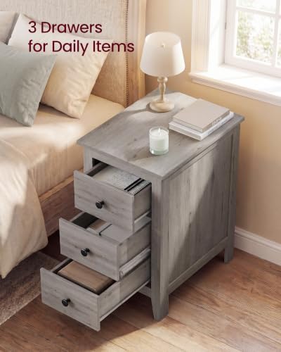 VASAGLE Side End Table with 3 Storage Drawers, Nightstand Farmhouse - Image 4