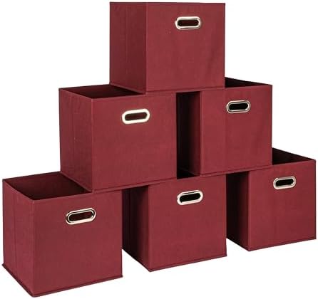 Household Essentials Fabric Storage Bins 6 Piece Set, Burgundy by HouseholdEssentials