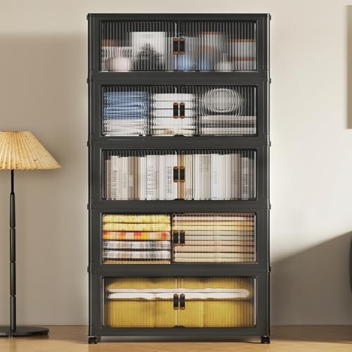 SAILUN 635Qt Large Stackable Storage Bins,Storage Cabinet with a Lid,Black - Image 6