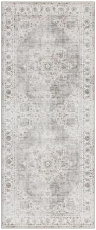 ReaLife Rugs Machine Washable Area Rug Runner - Living Room Bedroom Bathroom Kitchen Entryway Office - Padded Low Pile Stain Resistant Premium - Boho Farmhouse Vintage - Joy - Beige Ivory 2'6" x 10' - Image 3