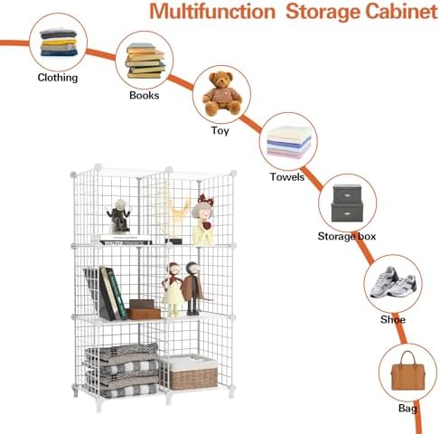 AWTATOS Wire 6 Cube Storage Organizer, Closet Storage Shelves Stackable - Image 6
