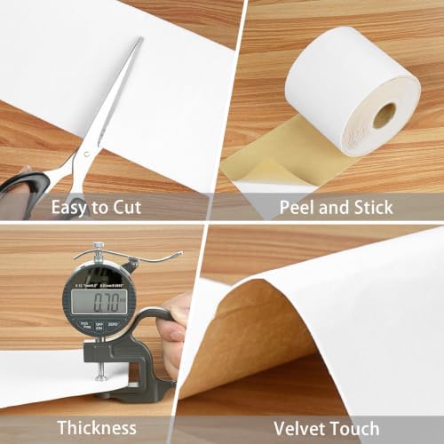 WESTICK White Mirror Frame Border Peel and Stick Velvet Wallpaper Border Removable Self Adhesive Mirror Tape Trim Decorative White Bulletin Board Borders for School Office Picture 3.9" x 160" - Image 2