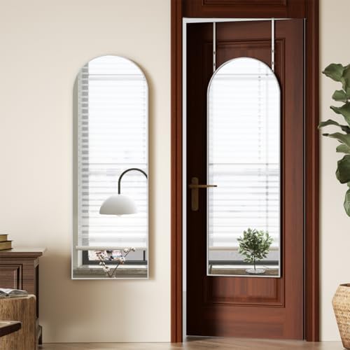 BEAUTYPEAK Arched Full Length Over The Door Mirror 14" x 48",Silver - Image 3