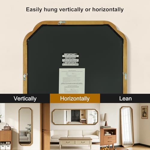 WallBeyond Full Length Mirror Wall Mounted 65"x22", Rustic Wooden Frame Floor Mirror, Large Full Body Mirror for Bedroom, Leaning or Hanging Against Wall, Natural - Image 5