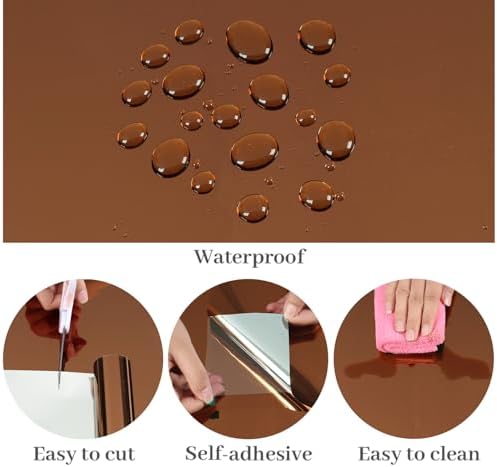 VaryPaper 15.7''x78.7'' Brown Mirror Contact Paper Peel and Stick Mirror Wallpaper Flexible Self Adhesive Mirrored Vinyl Sheet for Crafts Cabinets Home Decor Cuttable Reflective Mirrored Wall Stickers - Image 5