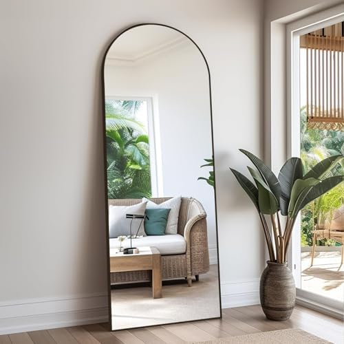Rowjut Floor Mirror Arched Full Length Mirrors, Mirror Full Length Standing Hanging or Leaning Against Wall, 59"x18" Large Full Body and Wall Mounted Mirror for Bedroom Living Room, Black - Image 2