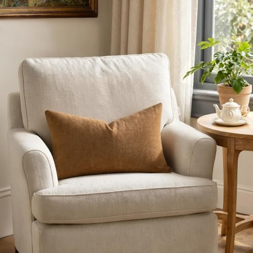 MIULEE Bronze Chenille Couch Lumbar Throw Pillow Covers, 12x20 - Image 4