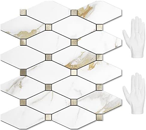 STICKGOO 10 Sheets Peel and Stick Backsplash, Calacatta Golden by STICKGOO