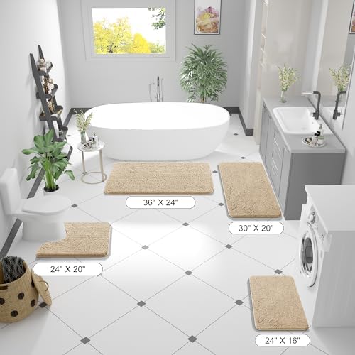 OLANLY Bathroom Runner Rugs 45x27, Extra Soft Absorbent Chenille Bath Rugs - Image 2