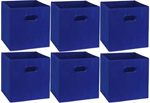 Simple Houseware 11-Inch Foldable Cube Storage Bins with Handles, Dark Blue - Image 6