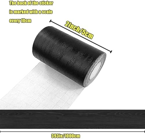 Teemall 10M Black Wood Grain Removable PVC Waterproof Border Wall Decor Removable Self Adhesive Kitchen Bathroom Tiles Sticker Wallpaper 4.2x390 (Black, 2" x 390") - Image 5