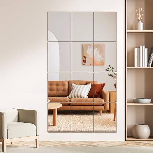 TRAHOME Wall Mirror Tiles, 16"x12"x12PCS Full Length Home Gym Mirror - Image 3