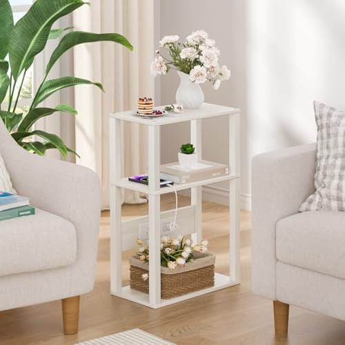 YUFAM 3-Tier Narrow Bedside Table Set 2 for Small Spaces, Skinny Nightstand - Image 2
