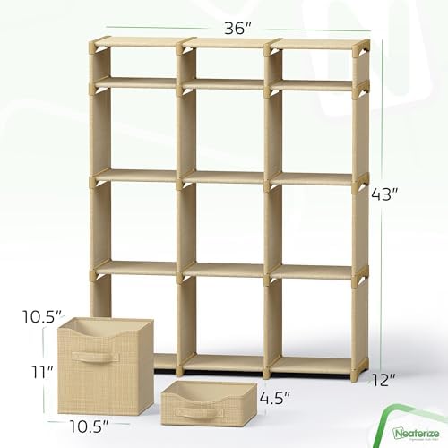 Cube Storage Organizer with Storage Bins Included - The Perfect Closet Organizers and Storage Solution. Includes 12 Storage Cubes, Great For Toy Storage, Closet Storage, Clothes Storage (Beige) - Image 3