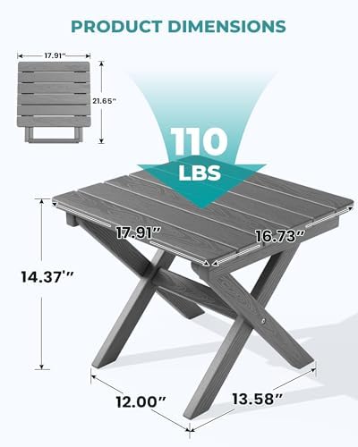 SERWALL Small Folding Outdoor Side Table Set of 4, Gray - Image 3