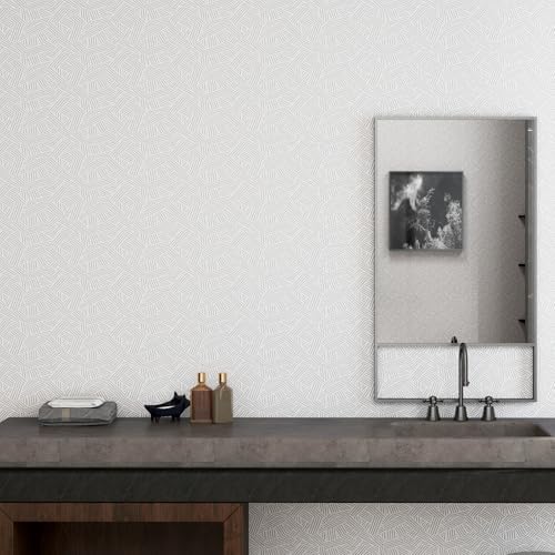 Timeet Modern Geometric Peel and Stick Wallpaper 17.3" x 78.7" Gray Stripe Textured Wallpaper Self Adhesive Wall Paper Removable Minimalist Decor for Bathroom Kitchen Bedroom - Image 2