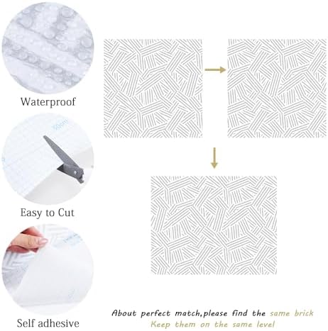 Timeet Modern Geometric Peel and Stick Wallpaper 17.3" x 78.7" Gray Stripe Textured Wallpaper Self Adhesive Wall Paper Removable Minimalist Decor for Bathroom Kitchen Bedroom - Image 5