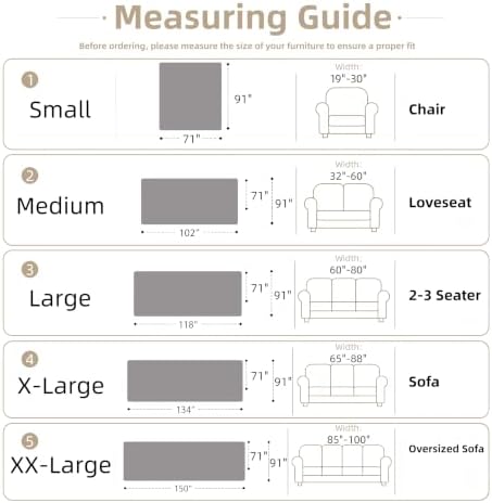 Couch Cover for Dogs Washable Sofa Cover, Sectional Couch Covers, Sofa Covers for 2 Cushion Couch, Non Slip Stripe Sofa Slipcovers Furniture Protector (Light Gray, 91 * 71) - Image 2