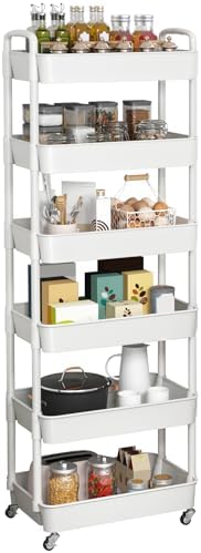 Sywhitta 6-Tier Plastic Rolling Utility Cart with Wheels for Storage,White by haseverythingyouneed