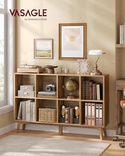 VASAGLE Mid-Century Modern 8-Cube Bookshelf, 47.1 x 9.4 x 30.3 Inch - Image 2