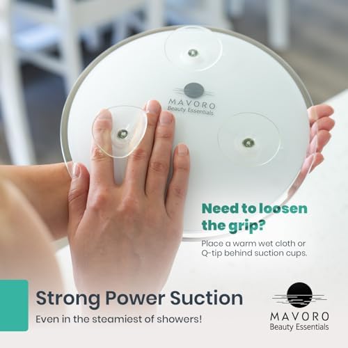 Mavoro 9" Magnifying Makeup Mirror | 3 Strong Suction Cups | Portable | 10X - Image 5
