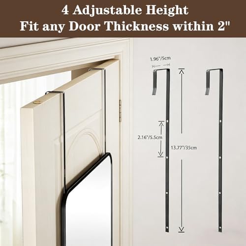 DMWOODFL 14"x48" Full Length Over The Door Mirror, Aluminum Alloy Frame Full Body Mirror with Height-Adjustable Hangers, Hanging Leaning Against Wall for Dorm Bathroom, Bedroom, Entryway Decor(Black) - Image 3