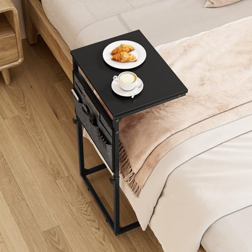 Vagusicc C Shaped End Table, Set of 2 Tall Side Table for Couch, Adjustable Height Small Couch Side Table for Small Spaces, End Table Slide Under Sofa Table TV Tray Arm Table for Living Room, Black - Image 7