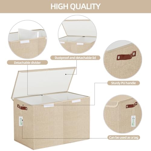 Bagnizer Large Toy Storage Box with Lids, Collapsible Sturdy Baby Storage Organizer Chest Bin Basket for Kids, Boys, Girls, Playroom, Nursery, Bedroom, Closet 25"x13"x16" (Khaki) - Image 4